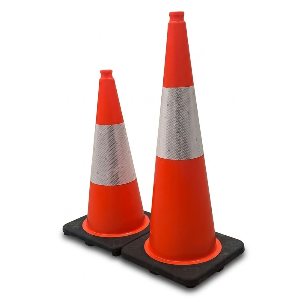 [CCCN0002] Ergo-Grip Traffic Cone 90cm Black Base — 3M Reflective